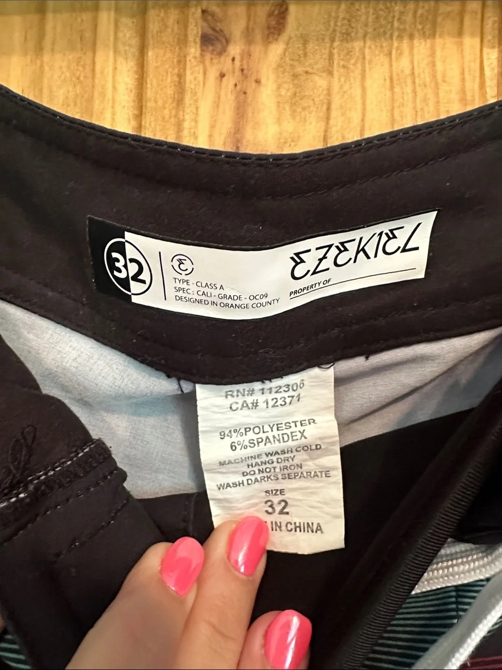 Ezekiel Striped Black Board Shorts with Teal & Maroon Bands